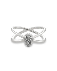 Kendra Scott Emilie Double Band Ring Silver Platinum Drusy