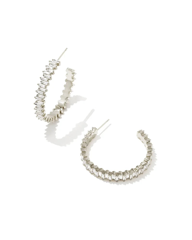 Juliette Silver White Crystal Hoop Earrings