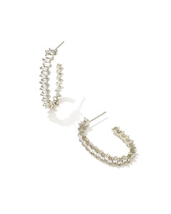 Juliette Silver White Crystal Oval Hoop Earrings