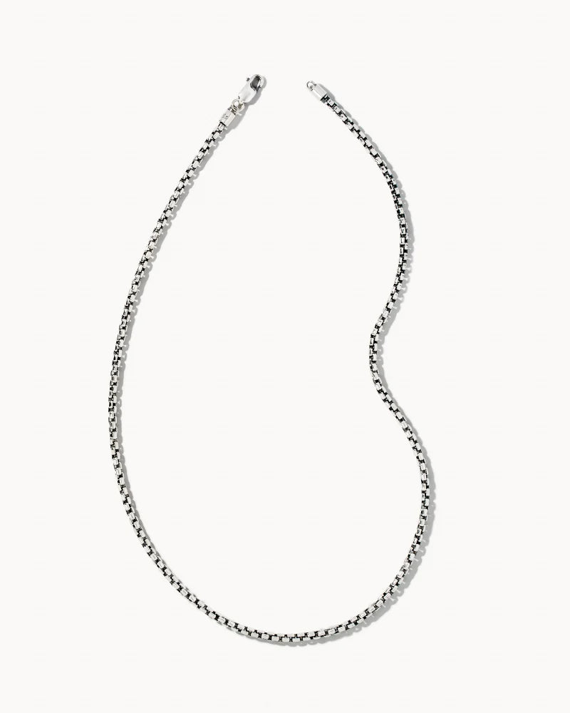 Kendra Scott Men’s Beck Round Box Chain Necklace Oxidized Sterling Silver