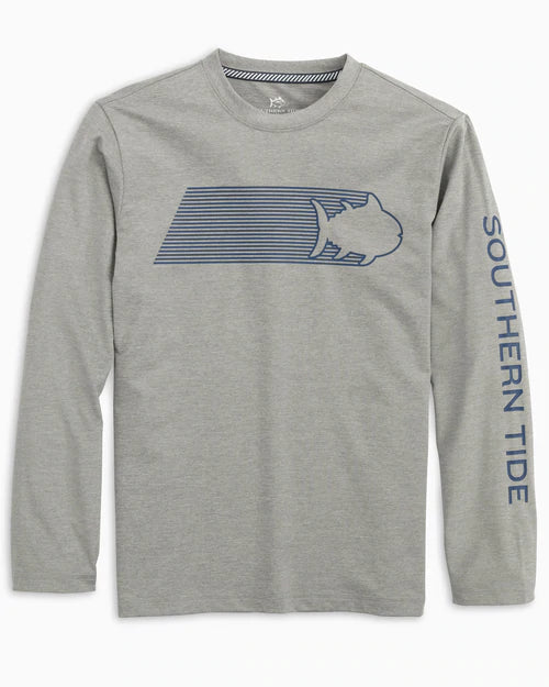 Southern Tide Youth Long Sleeve Lined Skipjack Heather Performance Tee