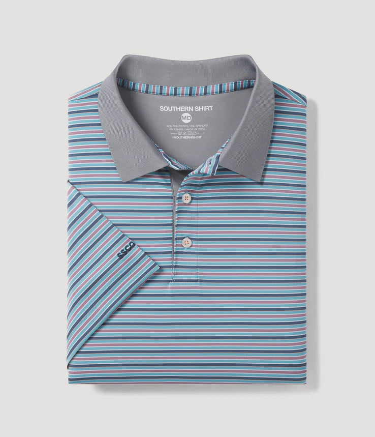 Southern Shirt Co. Men's Tucker Stripe Polo Blue Plum