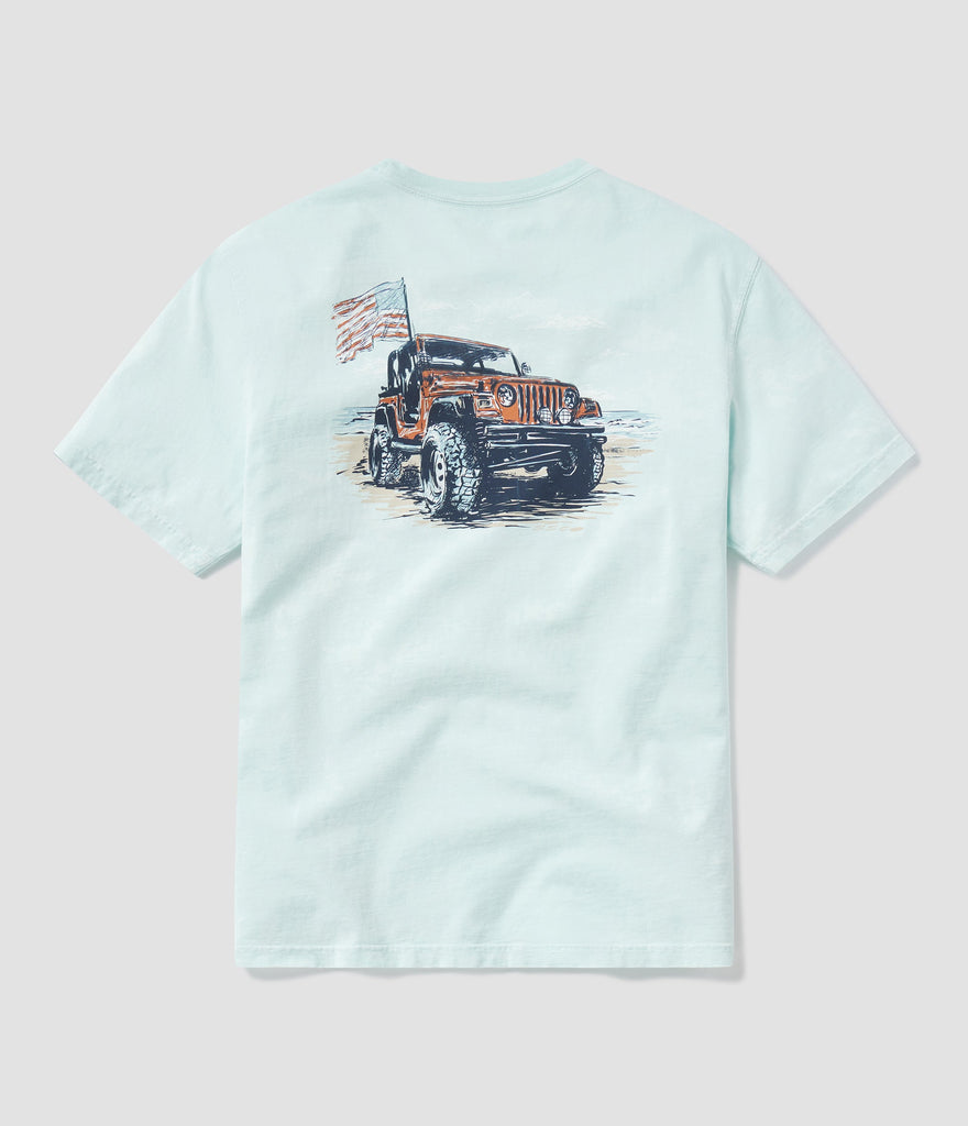 Southern Shirt Men's Free Ride USA SS Tee Pacific Cooler